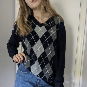 MINGA LONDON navy blue oversize argyle sweater, in perfect condition